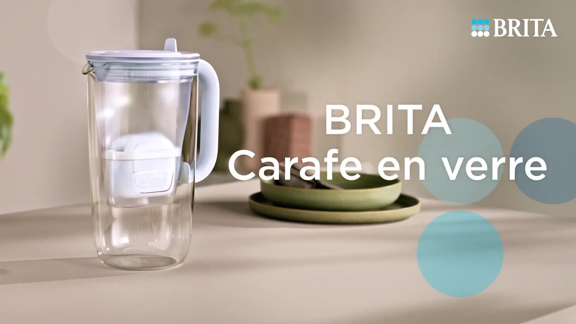 Carafe en verre avec 1 filtre à eau (compatible avec Brita Maxtra